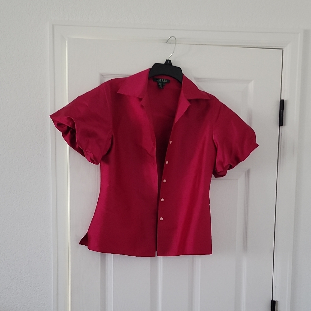 Ralph Lauren Women's Pink Button-Up Top